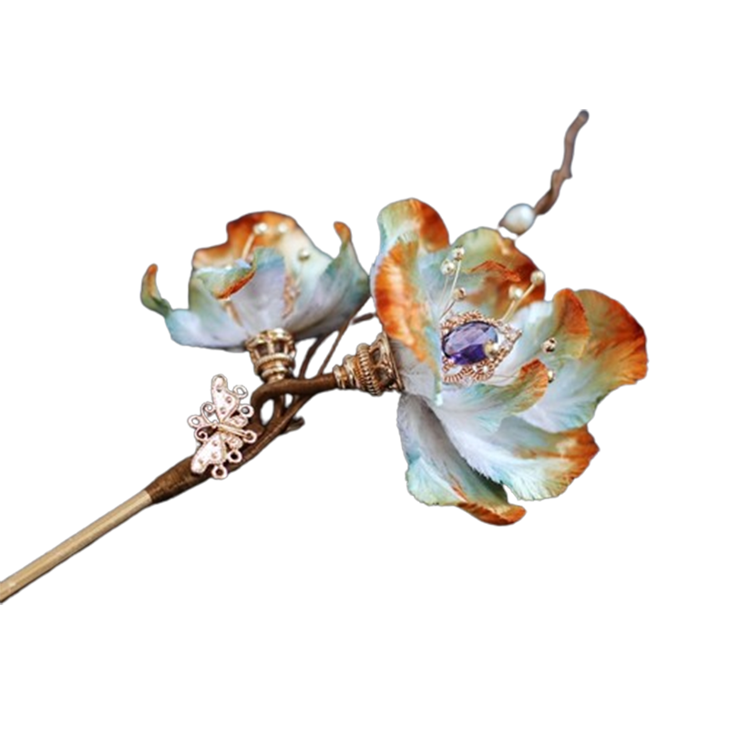 Dunhuang Style Velvet Flower Hairpin