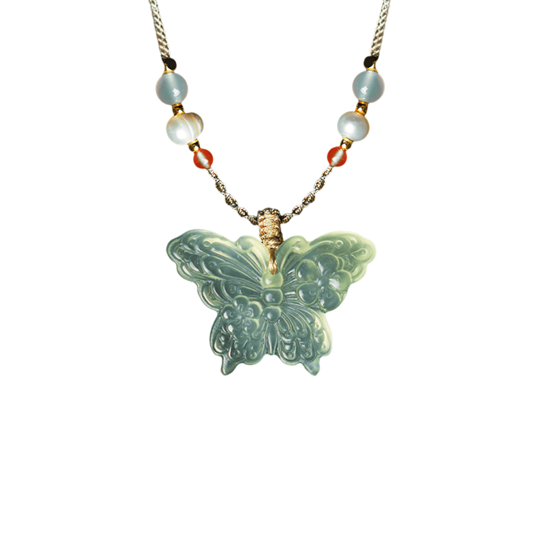 Natural Xiuyu butterfly choker ice through necklace