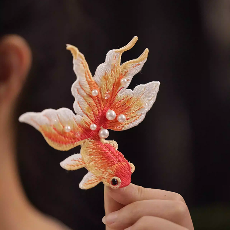 Koi Embroidery Hair Clip