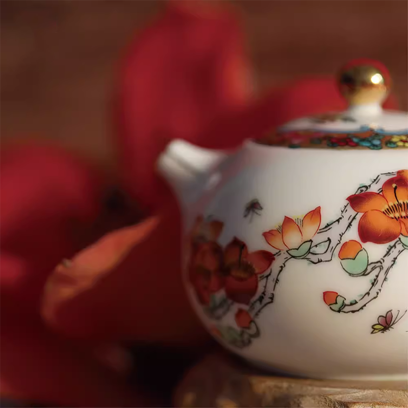 Guangcai Porcelain 'Early Spring' Kapok Tea Set Gift