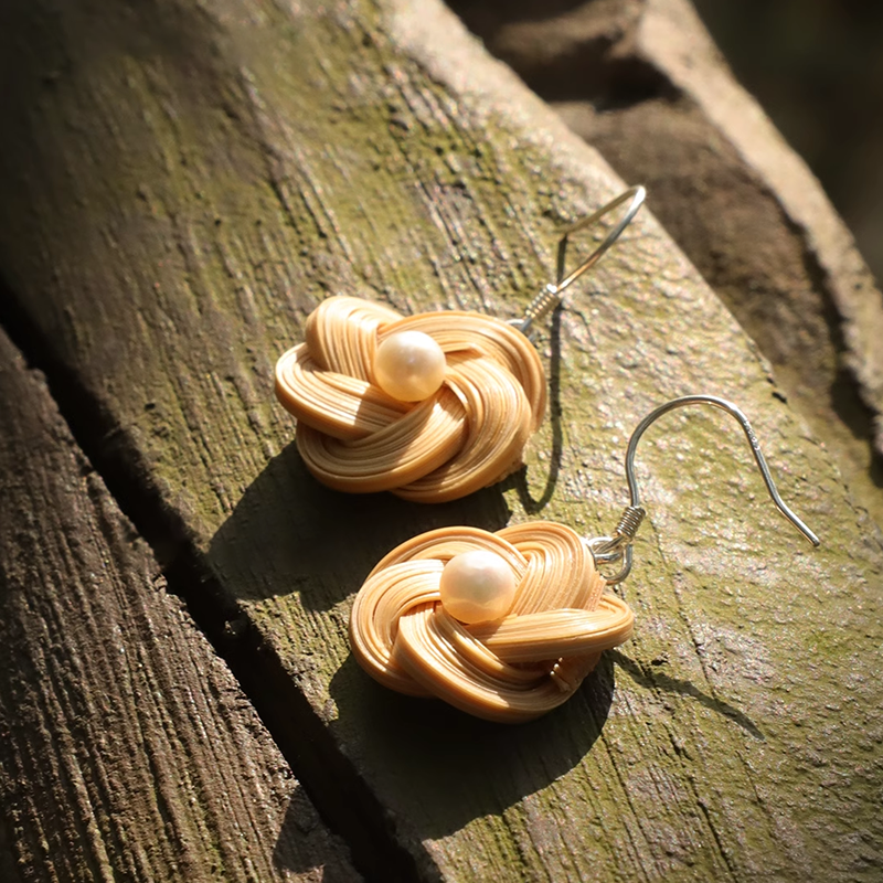 Floral Bamboo Pearls - New Chinese Style Earrings