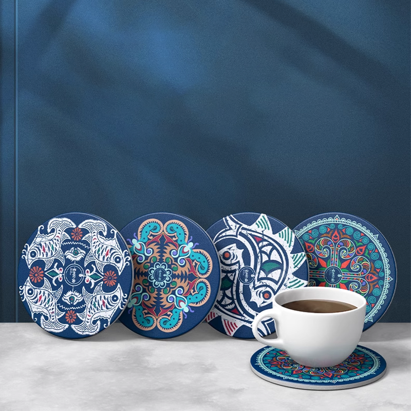 Miao Pattern Ceramic Coaster from Guizhou