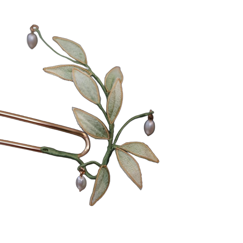 Handcrafted Chinese Style Bamboo Leaf Hairpin