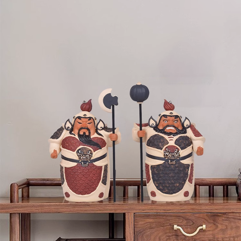 Door Gods Heng Ha Figurines for Entryway Decor