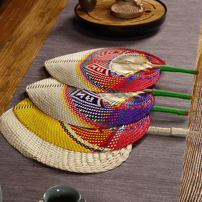 Handwoven Bamboo Straw Fan