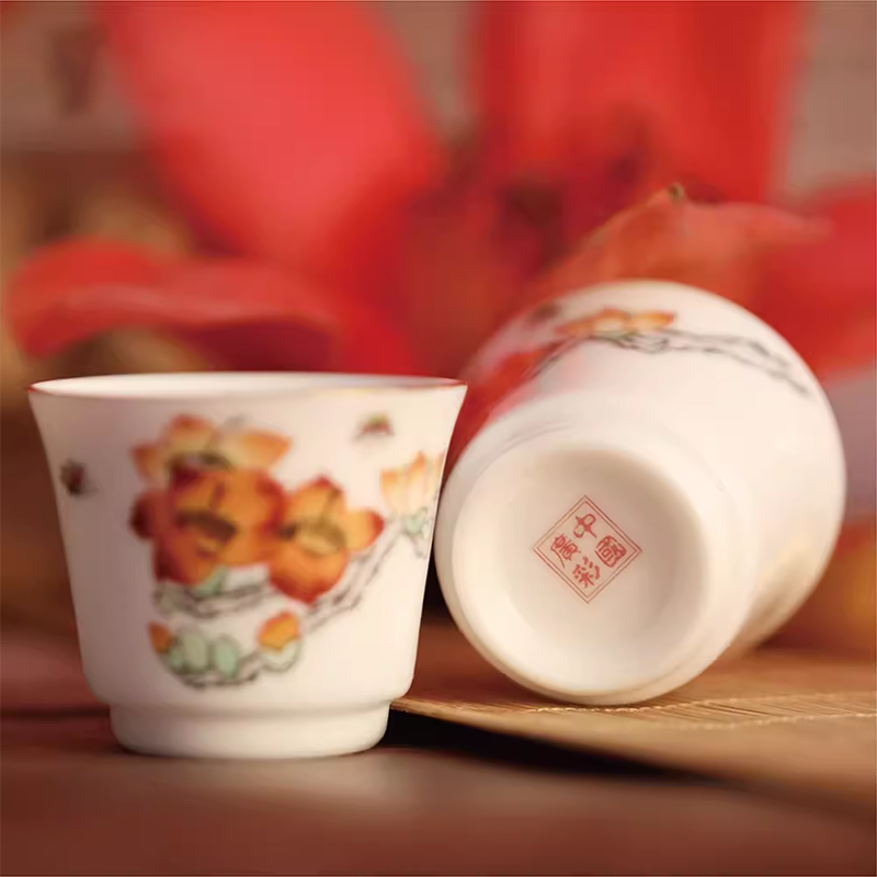 Guangcai Porcelain 'Early Spring' Kapok Tea Set Gift