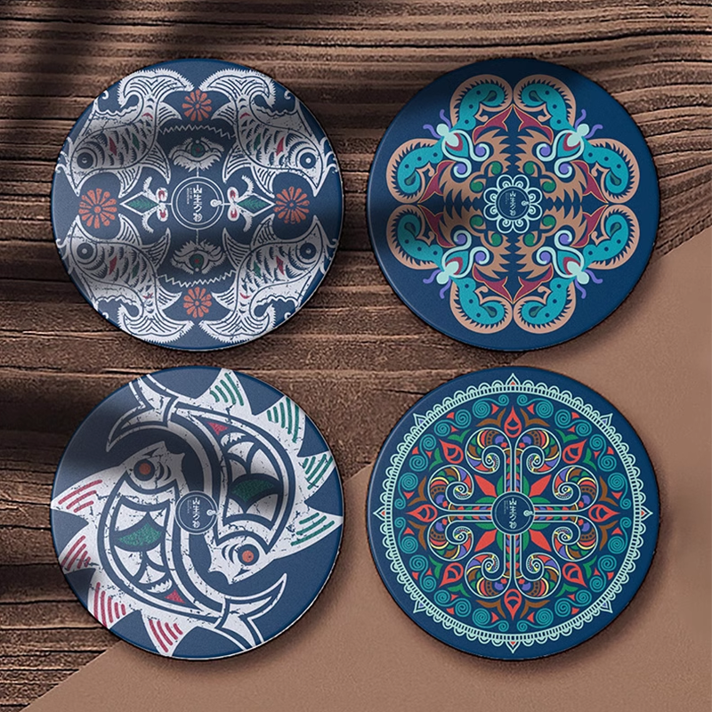 Miao Pattern Ceramic Coaster from Guizhou