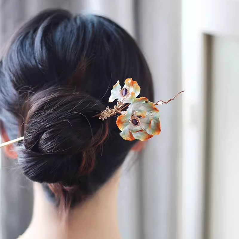 Dunhuang Style Velvet Flower Hairpin