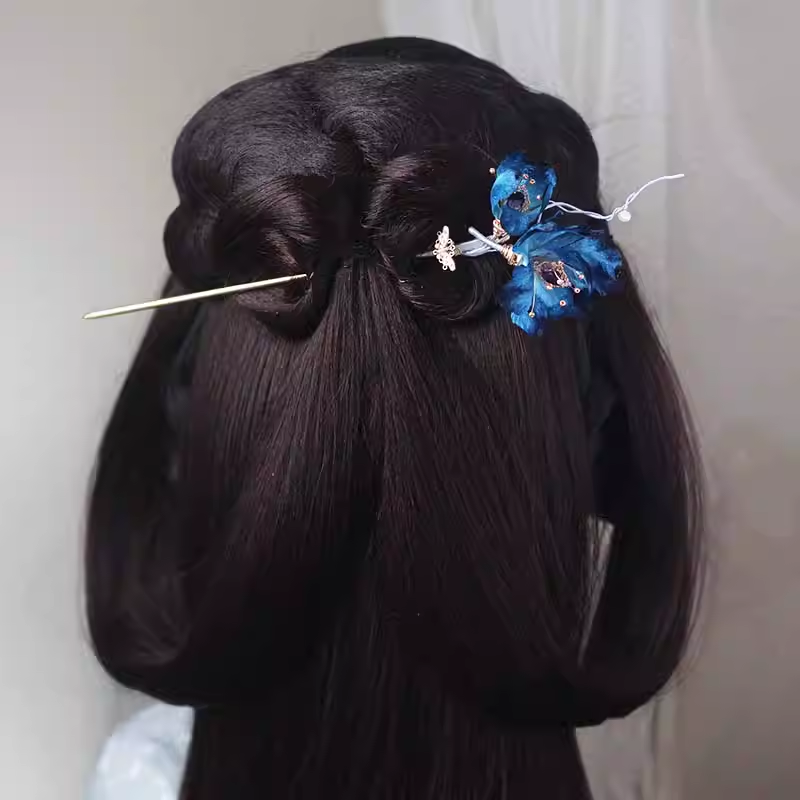 Dunhuang Style Velvet Flower Hairpin