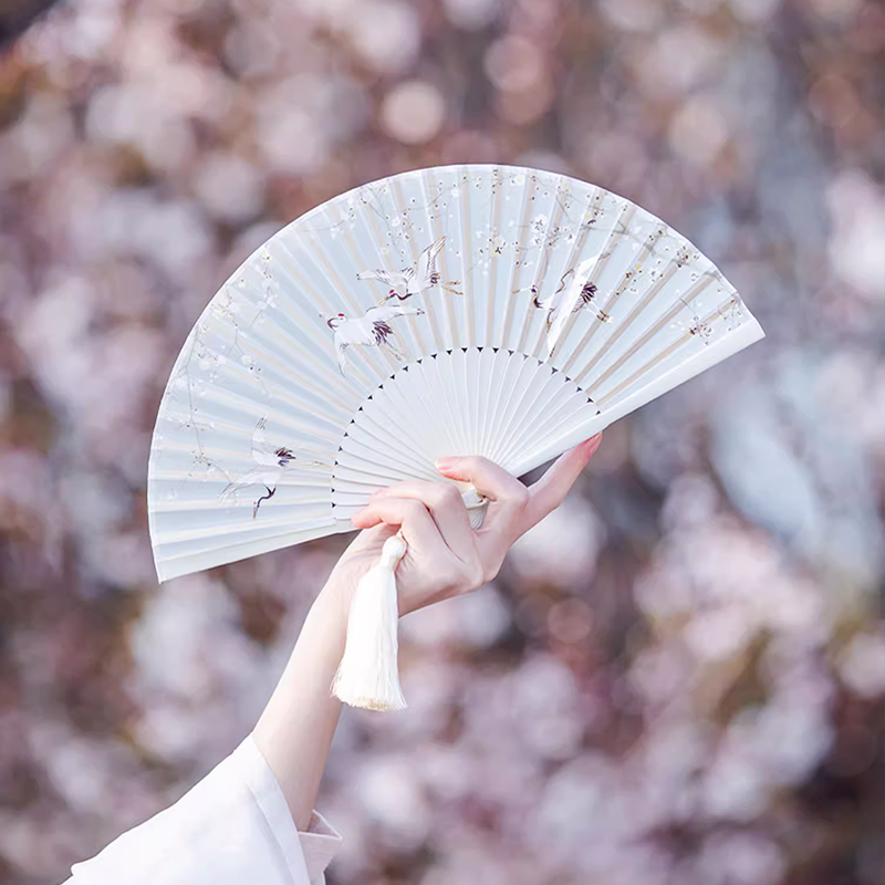 Crane folding fan